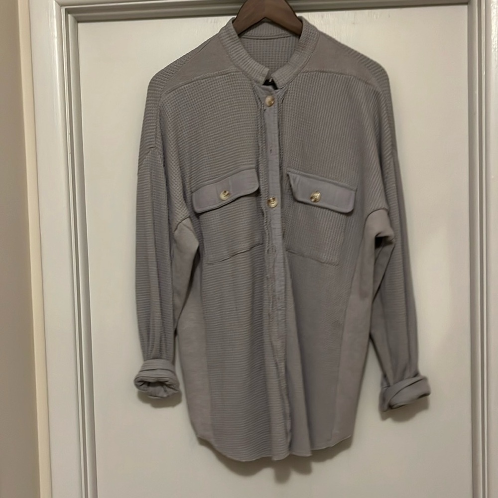 Gray Waffle Shacket